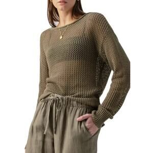 SANCTUARY Sweater Size XS NEW Cotton Open Knit Olive Green Sweater